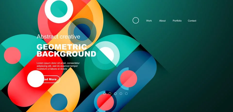 Simple circles and round elements pattern. Minimalist design geometric landing Illustrazione stock