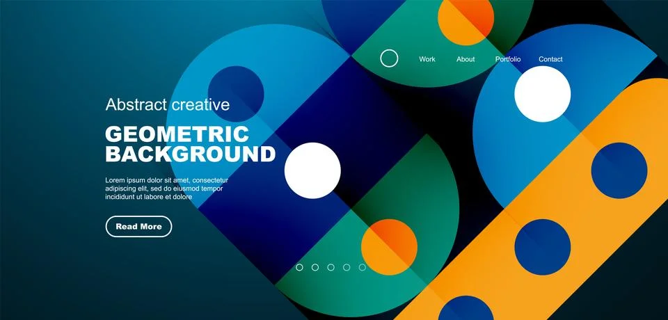 Simple circles and round elements pattern. Minimalist design geometric landing Illustrazione stock