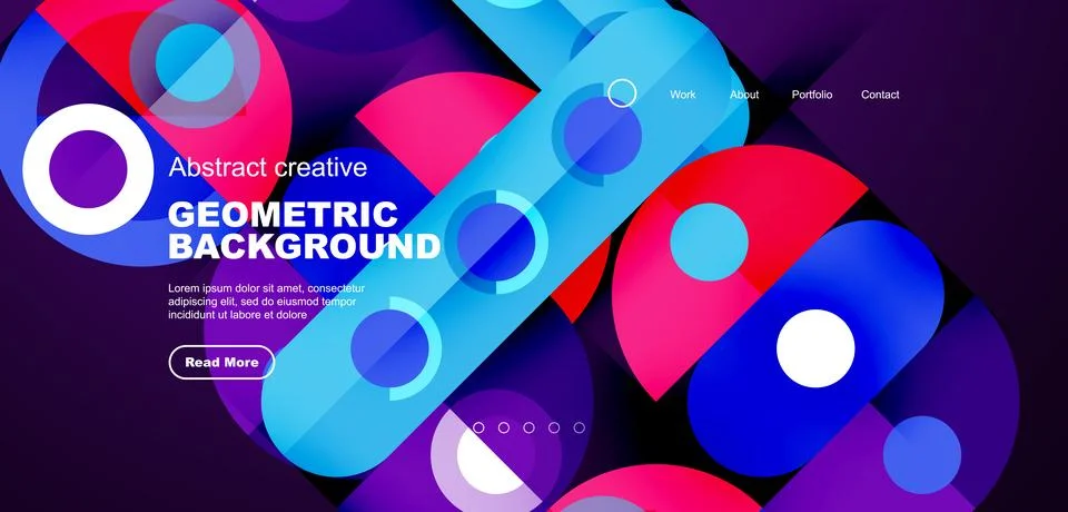 Simple circles and round elements pattern. Minimalist design geometric landing Stock Illustration