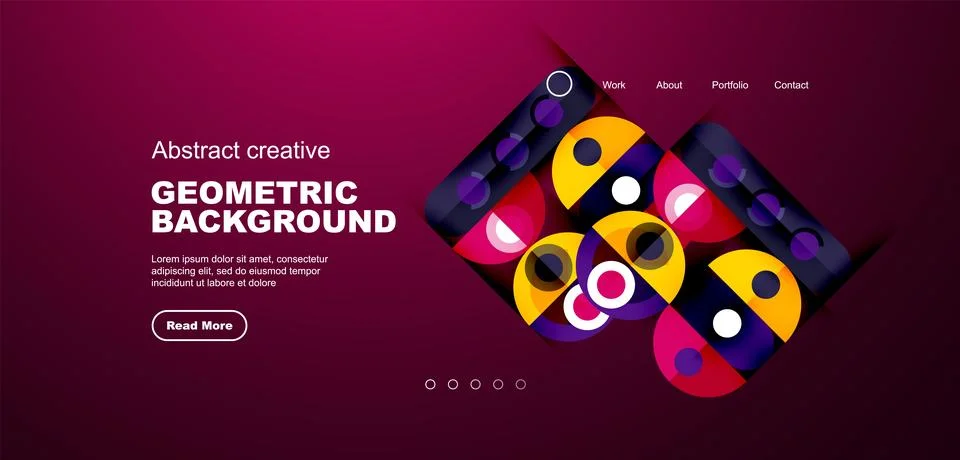 Simple circles and round elements pattern. Minimalist design geometric landing Stock Illustration