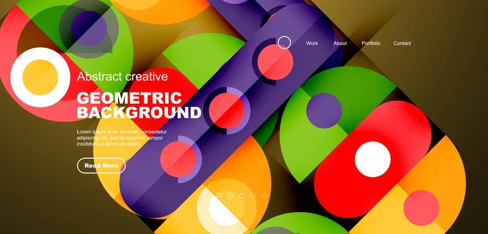 Simple circles and round elements pattern. Minimalist design geometric landing Illustrazione stock