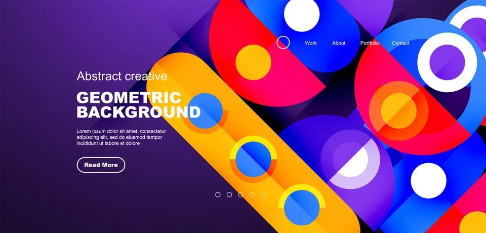 Simple circles and round elements pattern. Minimalist design geometric landing Stock Illustration