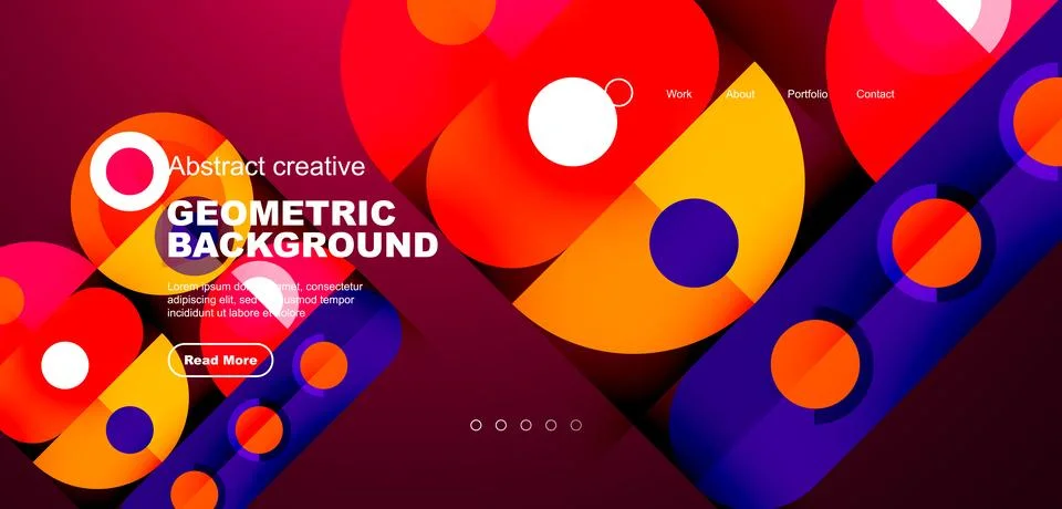 Simple circles and round elements pattern. Minimalist design geometric landing Illustrazione stock