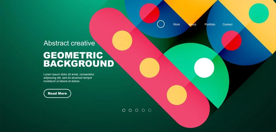 Simple circles and round elements pattern. Minimalist design geometric landing Illustrazione stock