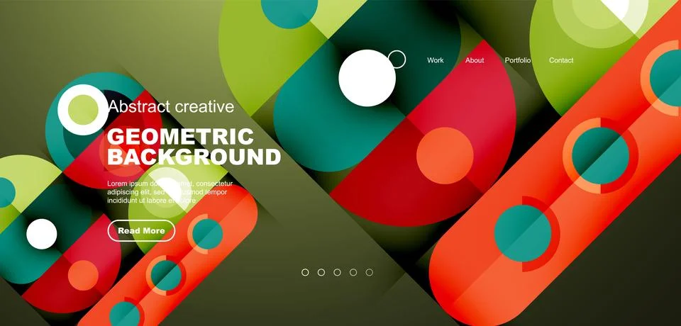 Simple circles and round elements pattern. Minimalist design geometric landing Illustrazione stock