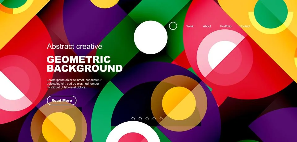 Simple circles and round elements pattern. Minimalist design geometric landing Stock Illustration