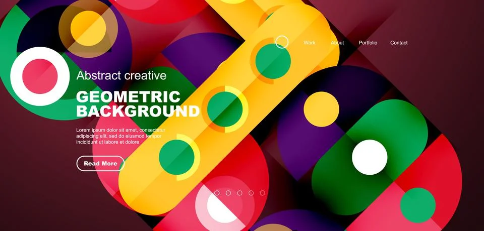 Simple circles and round elements pattern. Minimalist design geometric landing Illustrazione stock