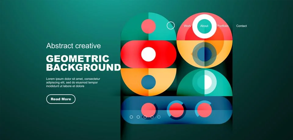 Simple circles and round elements pattern. Minimalist design geometric landing 스톡 일러스트