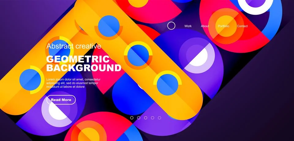 Simple circles and round elements pattern. Minimalist design geometric landing Illustrazione stock