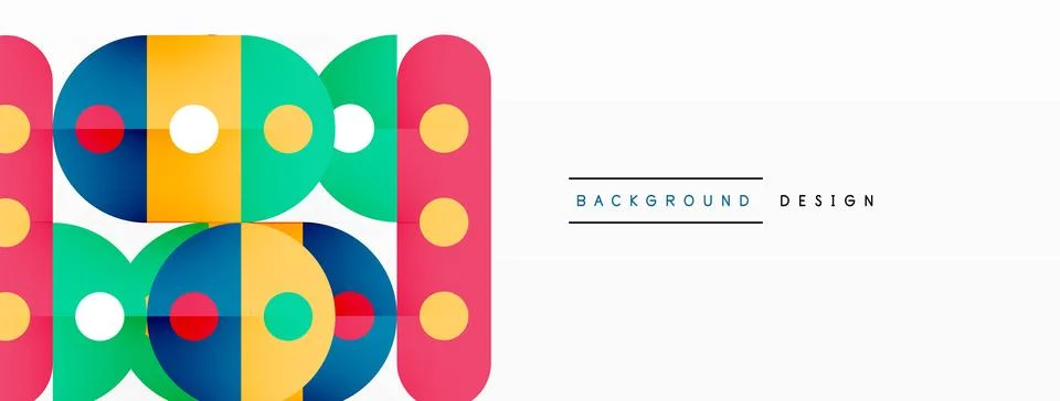 Simple circles and round elements pattern. Minimalist design geometric landing Stock Illustration