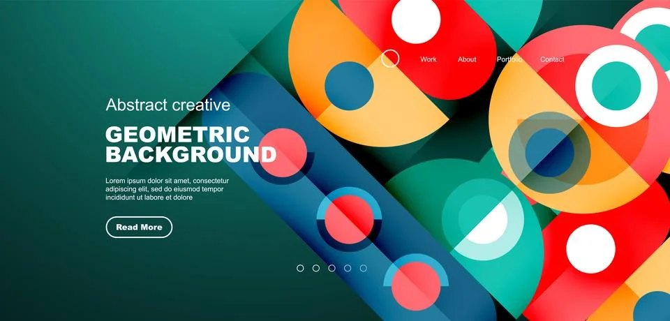 Simple circles and round elements pattern. Minimalist design geometric landing Illustrazione stock