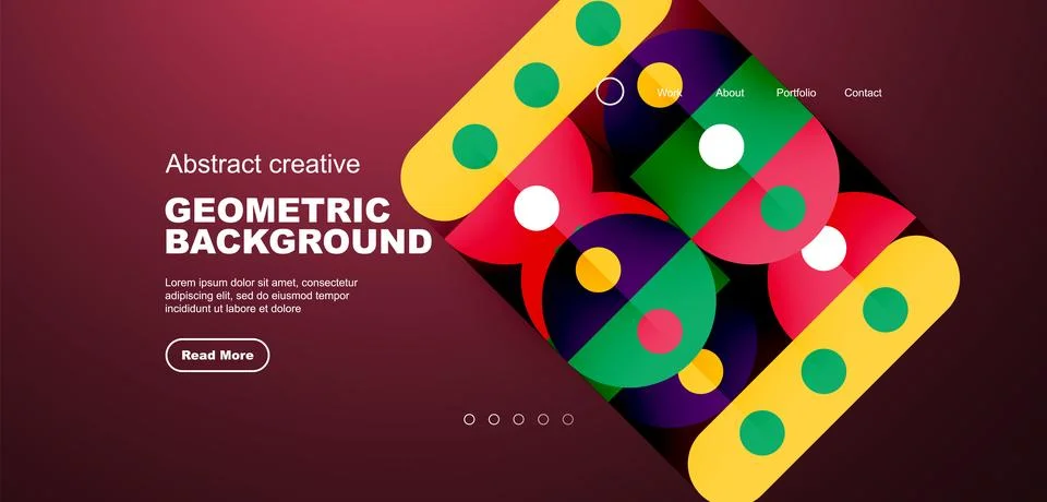 Simple circles and round elements pattern. Minimalist design geometric landing Stock Illustration