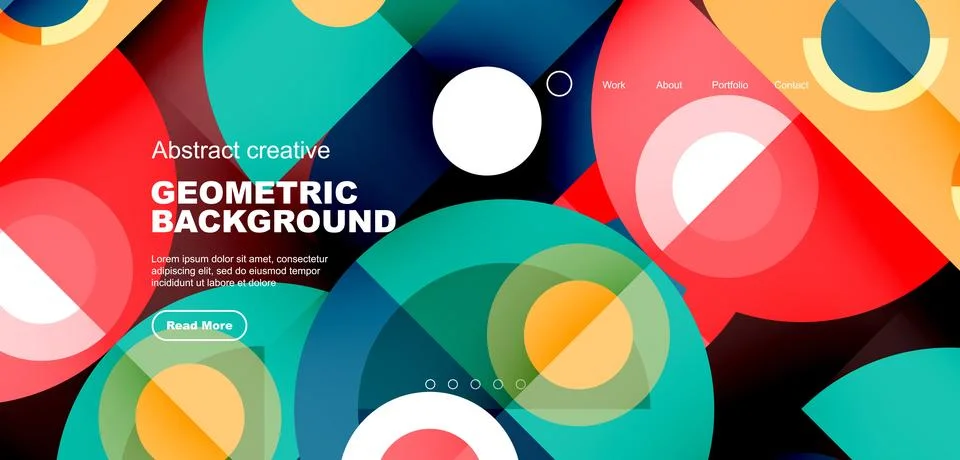 Simple circles and round elements pattern. Minimalist design geometric landing Stock Illustration