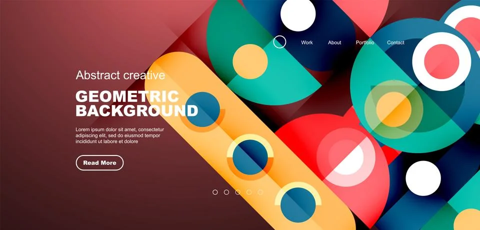 Simple circles and round elements pattern. Minimalist design geometric landing Illustrazione stock