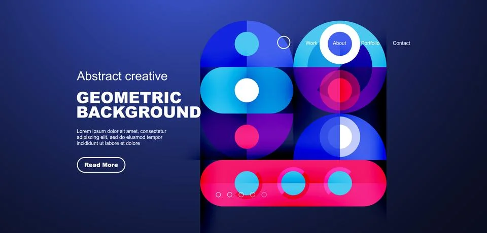 Simple circles and round elements pattern. Minimalist design geometric landing Illustrazione stock