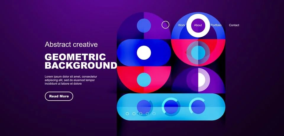 Simple circles and round elements pattern. Minimalist design geometric landing Stock Illustration