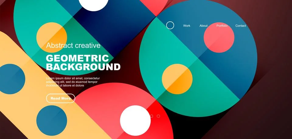 Simple circles and round elements pattern. Minimalist design geometric landing Illustrazione stock