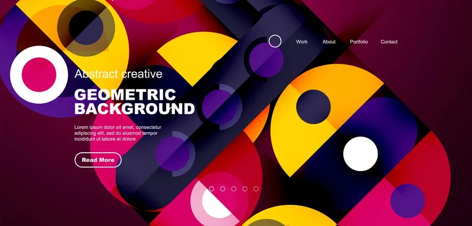 Simple circles and round elements pattern. Minimalist design geometric landing Illustrazione stock