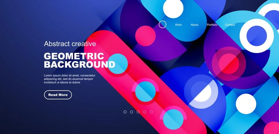 Simple circles and round elements pattern. Minimalist design geometric landing Illustrazione stock