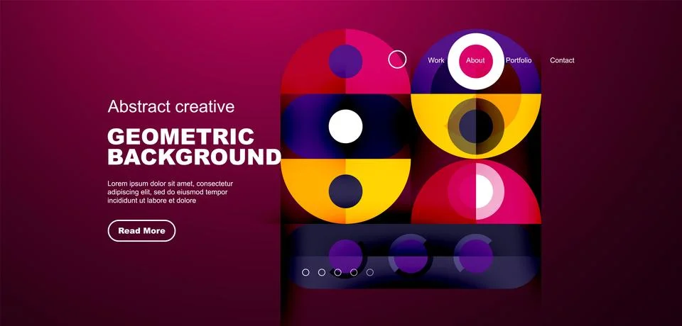Simple circles and round elements pattern. Minimalist design geometric landing Illustrazione stock
