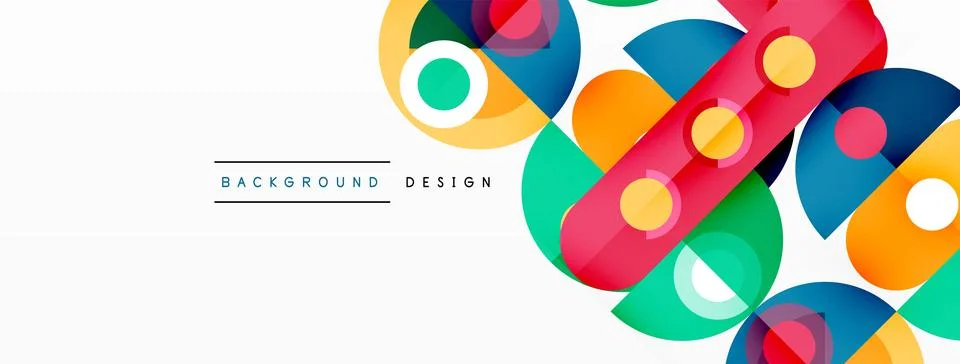 Simple circles and round elements pattern. Minimalist design geometric landing Stock Illustration
