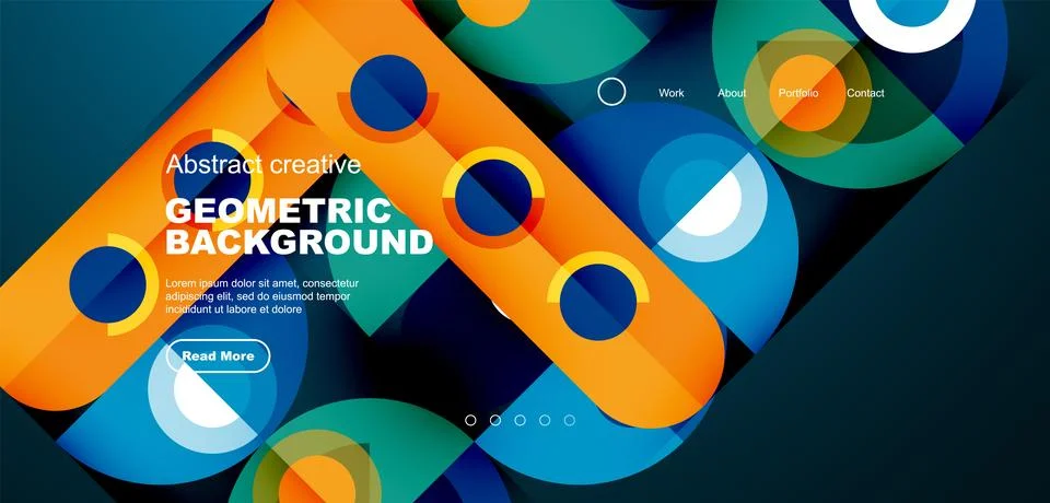 Simple circles and round elements pattern. Minimalist design geometric landing Stock Illustration