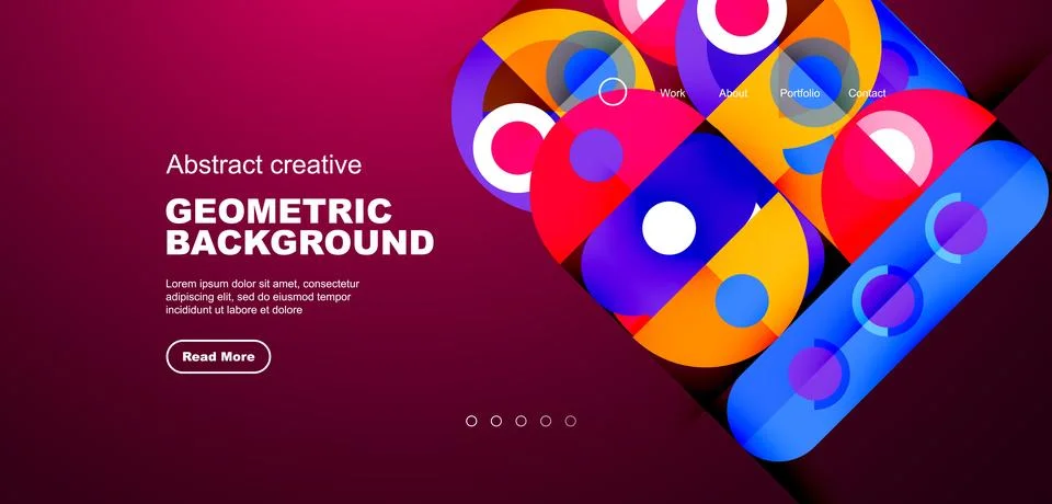 Simple circles and round elements pattern. Minimalist design geometric landing Stock Illustration