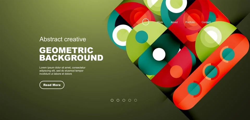 Simple circles and round elements pattern. Minimalist design geometric landing Illustrazione stock