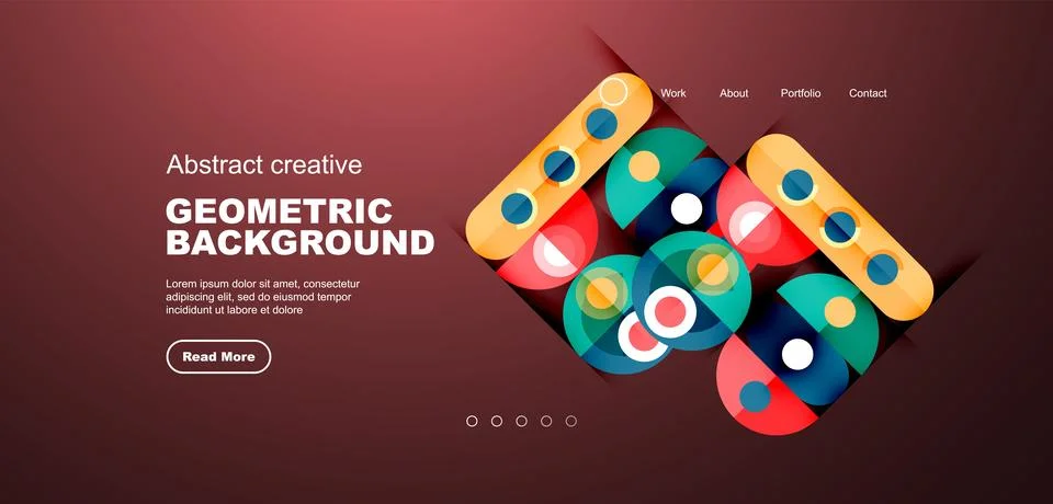 Simple circles and round elements pattern. Minimalist design geometric landing イラスト素材