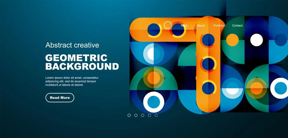 Simple circles and round elements pattern. Minimalist design geometric landing イラスト素材