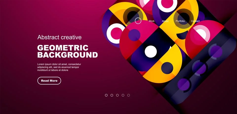 Simple circles and round elements pattern. Minimalist design geometric landing Stock Illustration