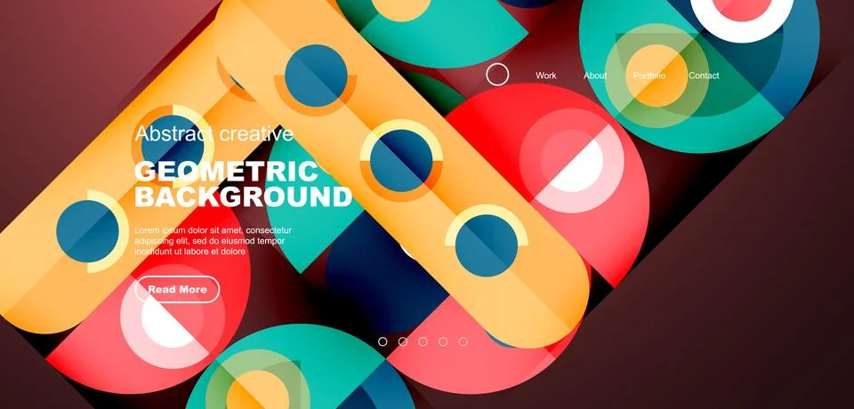 Simple circles and round elements pattern. Minimalist design geometric landing Illustrazione stock