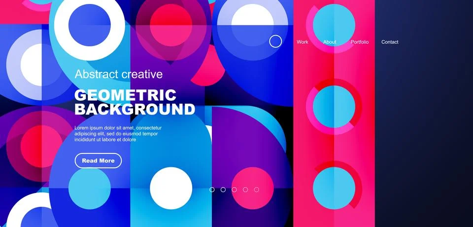 Simple circles and round elements pattern. Minimalist design geometric landing Stock Illustration