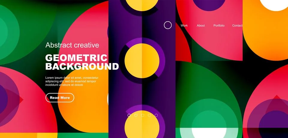 Simple circles and round elements pattern. Minimalist design geometric landing 스톡 일러스트