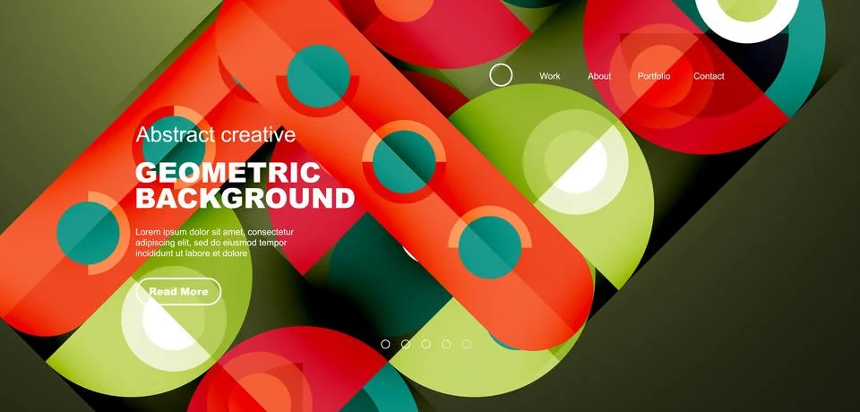 Simple circles and round elements pattern. Minimalist design geometric landing Illustrazione stock