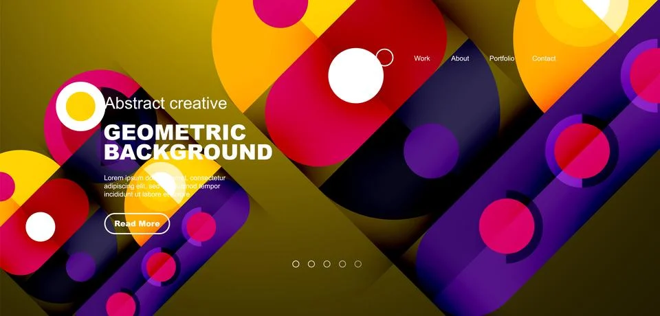 Simple circles and round elements pattern. Minimalist design geometric landing Stock Illustration