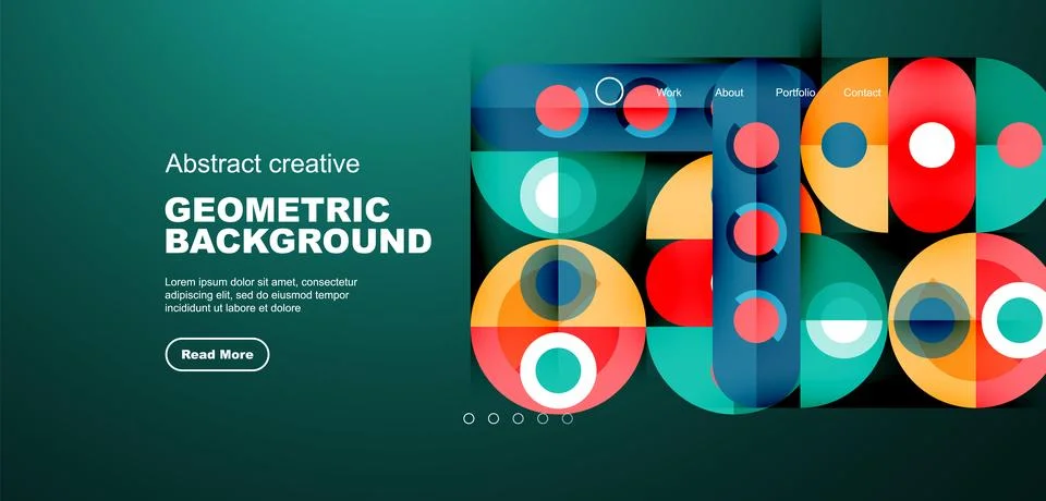 Simple circles and round elements pattern. Minimalist design geometric landing Stock Illustration
