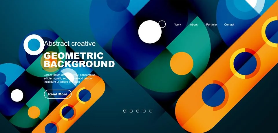 Simple circles and round elements pattern. Minimalist design geometric landing Stock Illustration