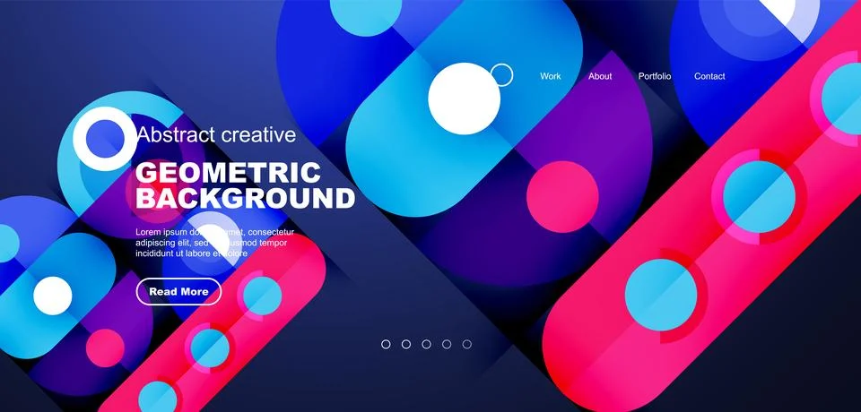 Simple circles and round elements pattern. Minimalist design geometric landing イラスト素材