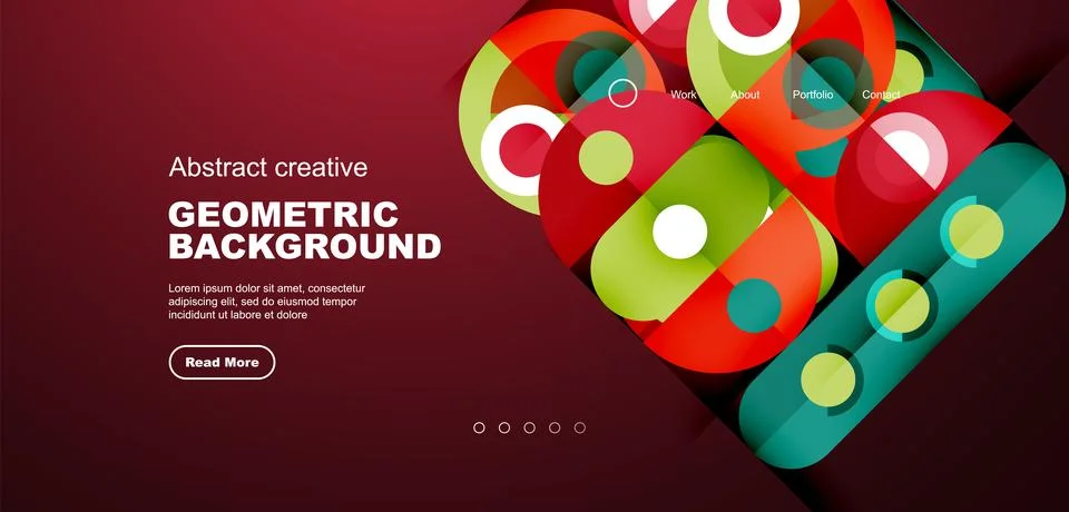 Simple circles and round elements pattern. Minimalist design geometric landing Stock Illustration