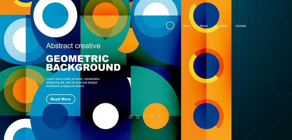Simple circles and round elements pattern. Minimalist design geometric landing イラスト素材