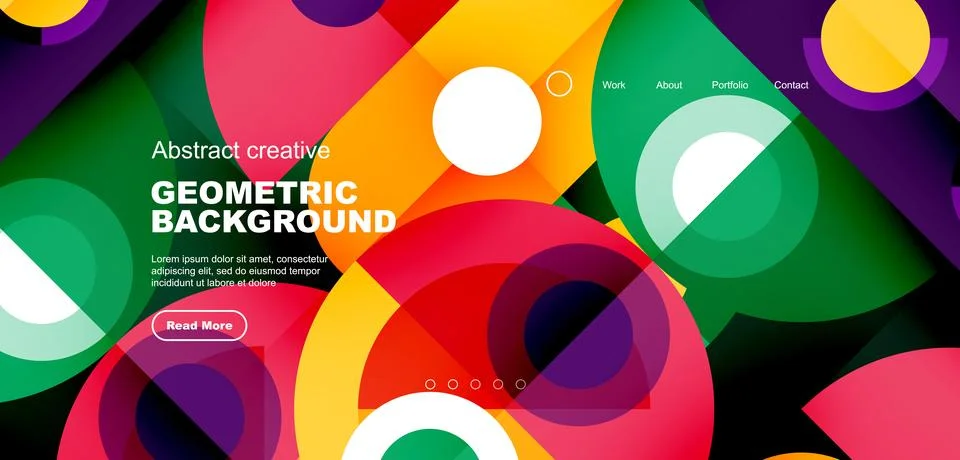 Simple circles and round elements pattern. Minimalist design geometric landing Stock Illustration