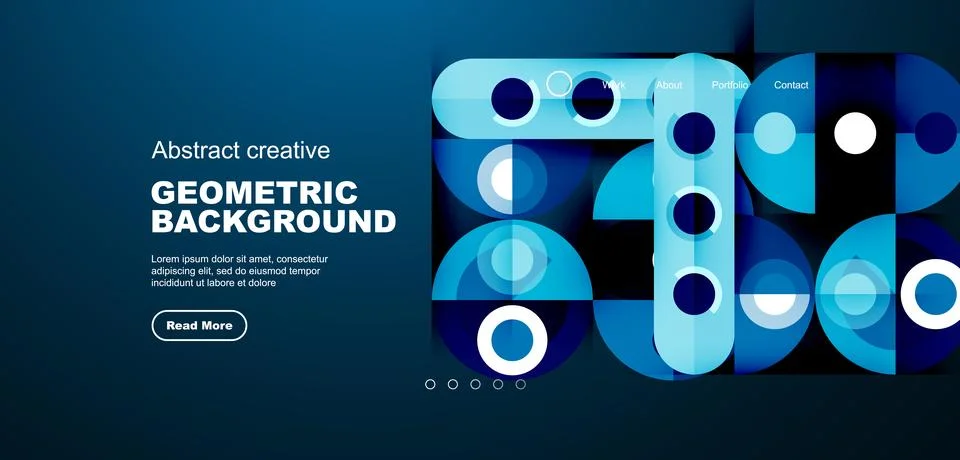 Simple circles and round elements pattern. Minimalist design geometric landing Stock Illustration