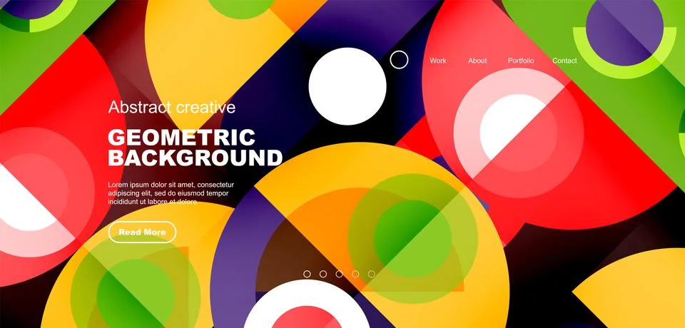 Simple circles and round elements pattern. Minimalist design geometric landing Illustrazione stock