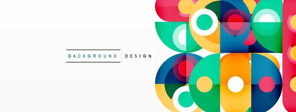 Simple circles and round elements pattern. Minimalist design geometric landing Stock Illustration