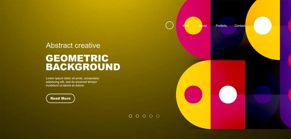 Simple circles and round elements pattern. Minimalist design geometric landing Illustrazione stock