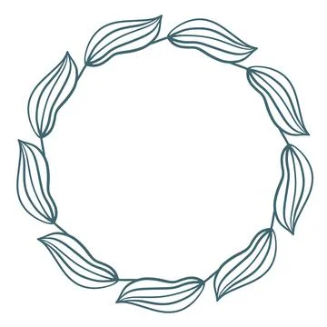 Simple circular blue leaf frame, vector illustration. Illustrazione stock