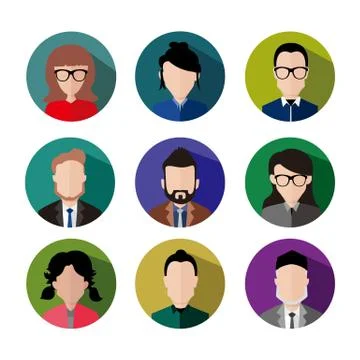 Simple Circular Icon Flat Business People Vector Illustration Graphic Set 库存插图