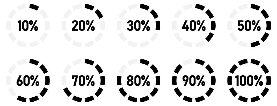 Simple circular loading scale with percentage text Stock Illustration