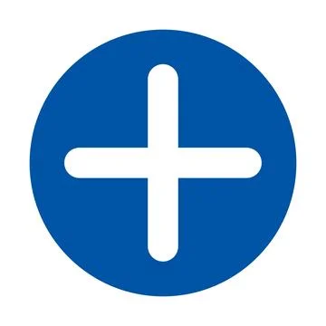Simple Circular Plus Sign Icon on Blue Background for Graphic Design Purposes Illustrazione stock